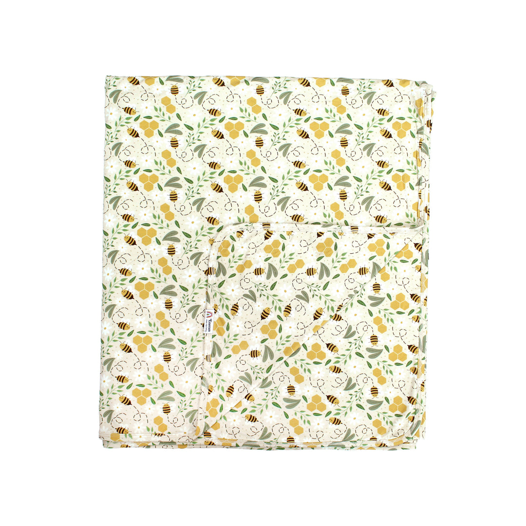 Happy Honey Bees Luxury Bamboo Blanket: Yellow/Multi / Small