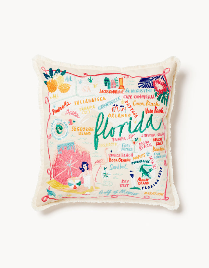 Spartina 449: Embroidered Pillow Florida