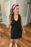 Z Supply: Sloane V-Neck Mini Dress - Black