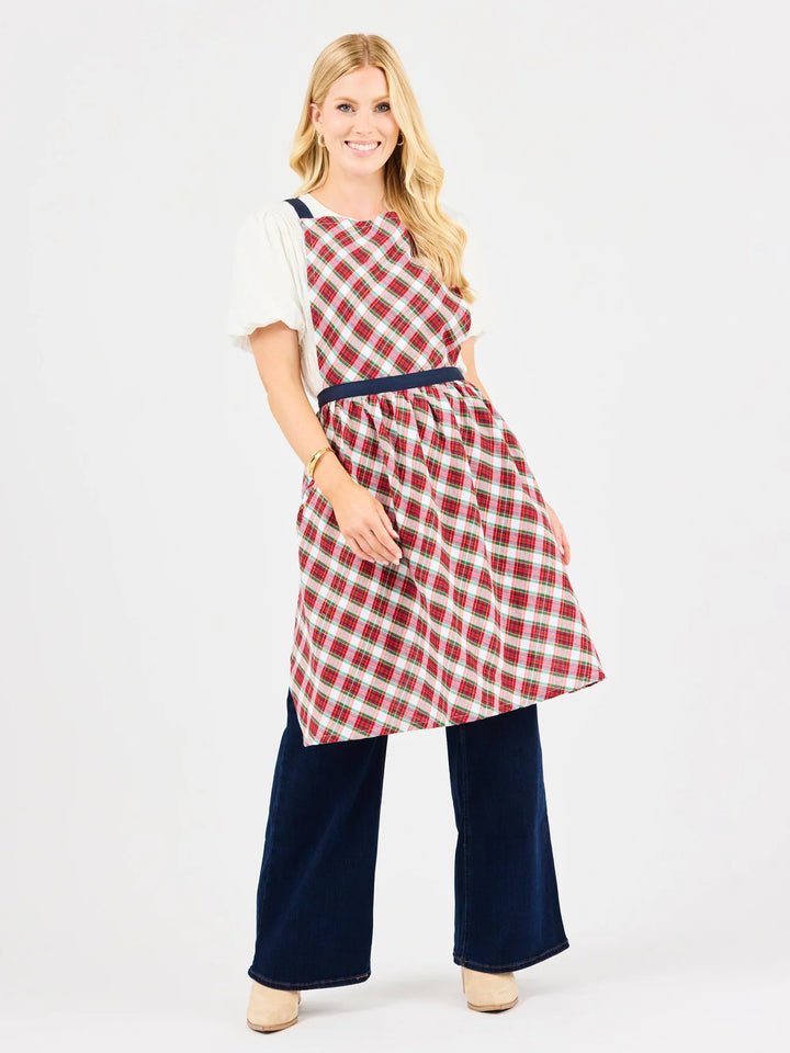 Mary Square: Apron Adult Holiday Plaid