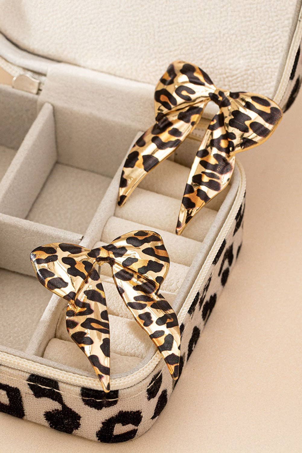 Gold Leopard Print Bow Knot S Earrings