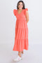 Karlie: Gauze Vneck Maxi Dress - Coral
