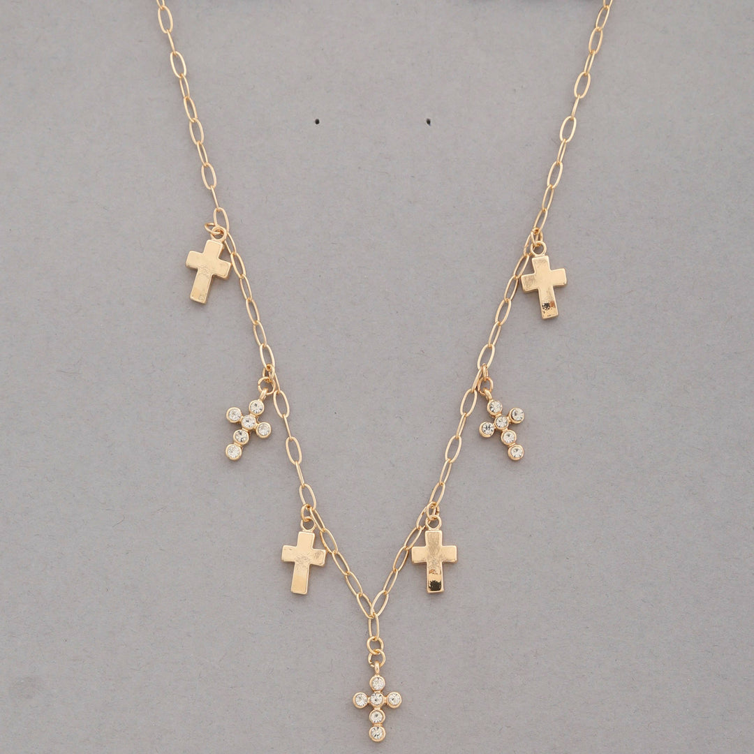 CROSS CHARM  LINK NECKLACE,