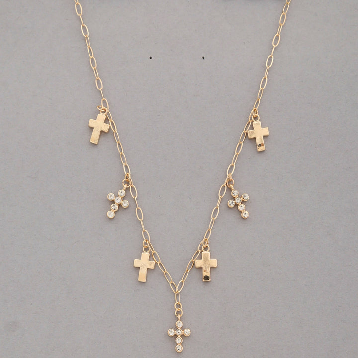 CROSS CHARM  LINK NECKLACE,