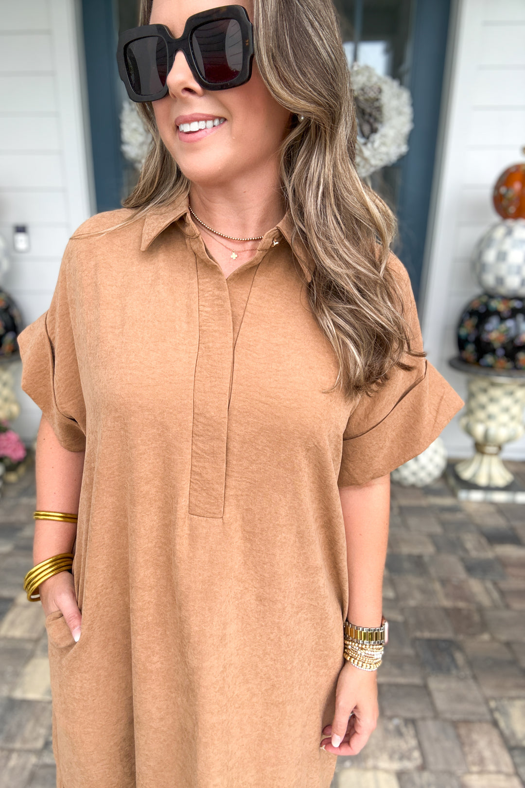 Caramel Café Midi Dress