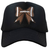 Black Football Bow Coquette Patch Foam Trucker Hat