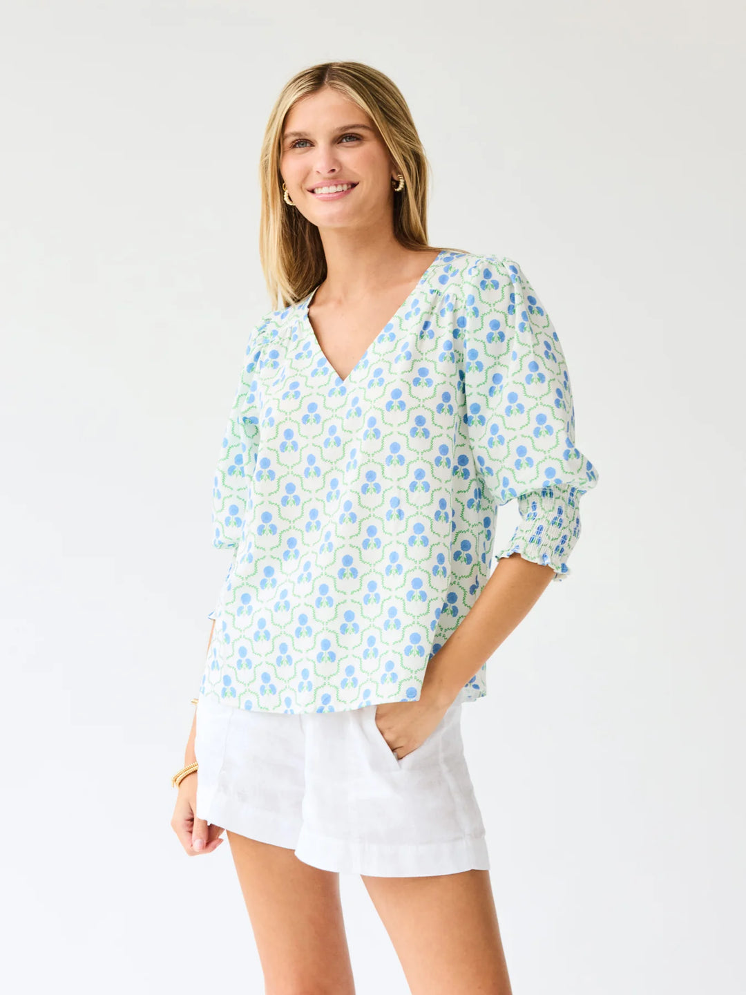 Mary Square: Ashlyn Top Sweetbriar Lattice Blue