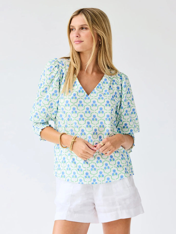 Mary Square: Ashlyn Top Sweetbriar Lattice Blue