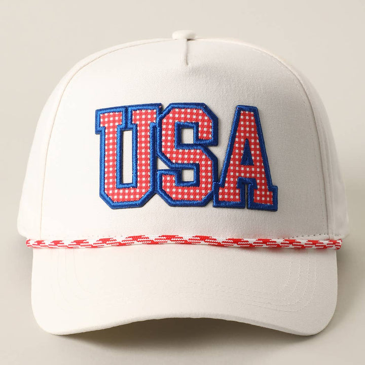 USA Patch Rope Trucker Hat: Red