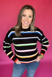 THML: Stripe On By Sweater - Black Multi