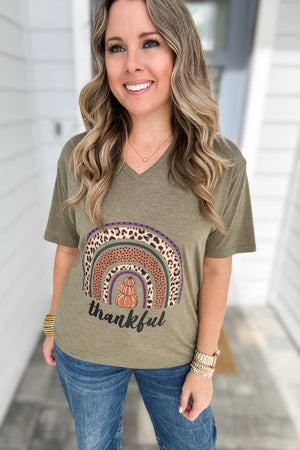 Leopard Thankful Tee - Green