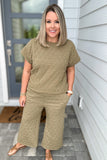 Quilted Travel Wide Leg Pants - Olive