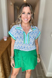 Damask Fairway Blouse - Blue