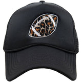 Leopard Print Football Foam Trucker Hat: Black