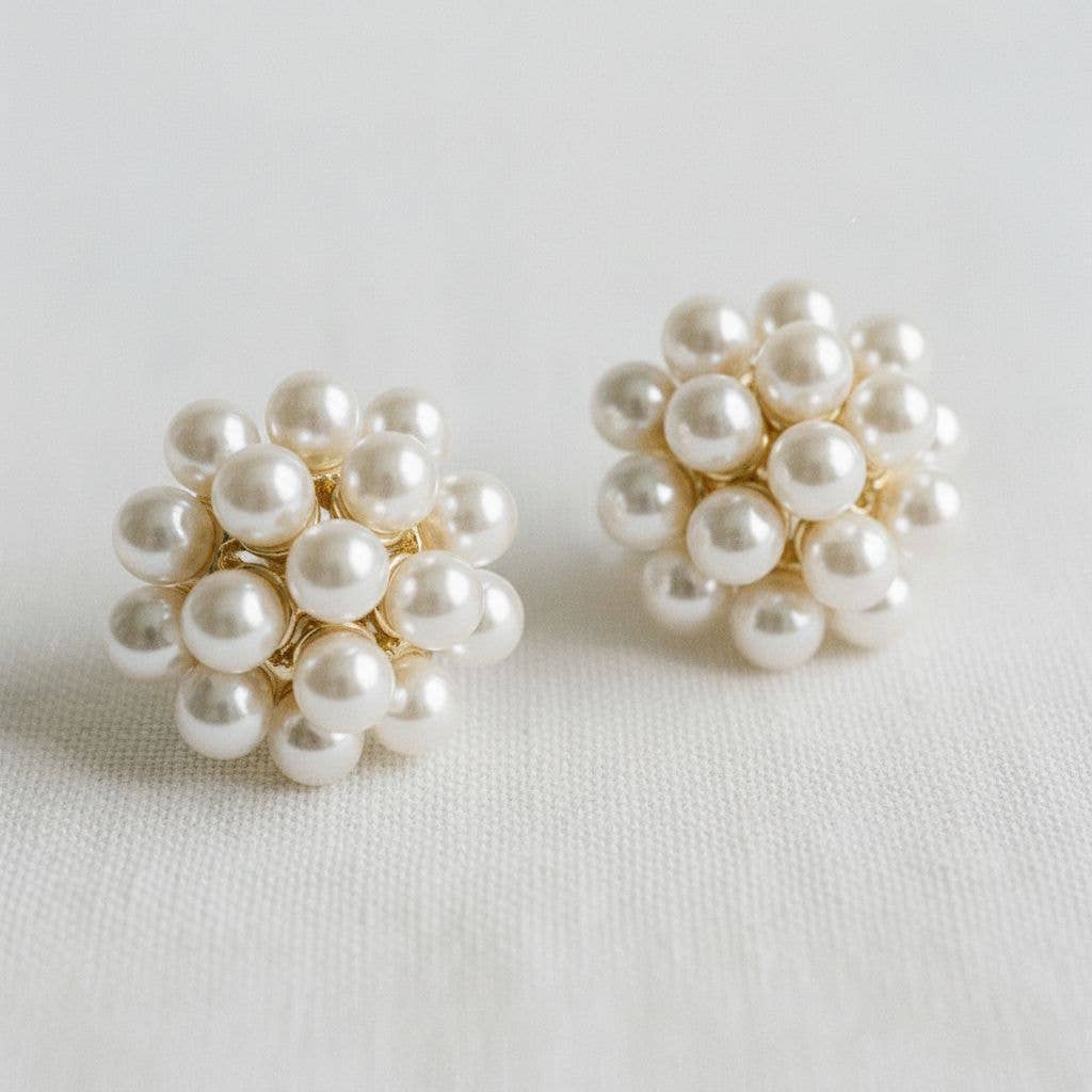 Classic Floral Pearl Drop Earrings - B Social Boutique