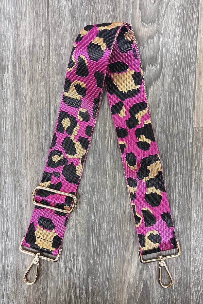 LEOPARD KNIT EMBROIDERED BAG STRAP