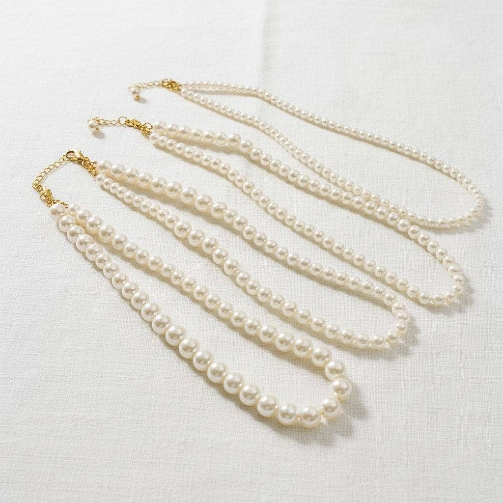 Elegant Glass Pearl Necklace Collection: 4mm