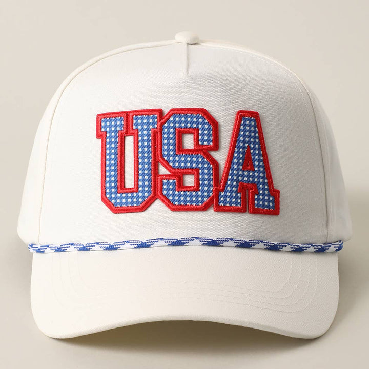 USA Patch Rope Trucker Hat: Red