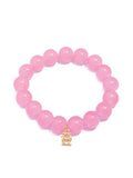 Glass Bead Stretch Bracelet: Light Pink