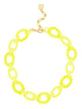 Multicolor Glass Bead and Resin Link Collar Necklace: MLT