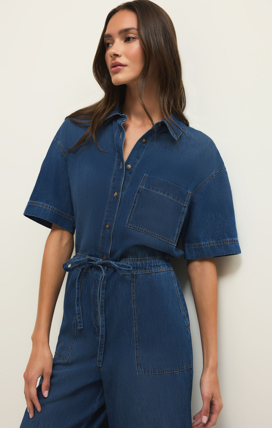 Z Supply: Elsie Denim Jumpsuit-  Deep Water