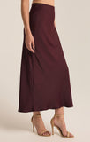 Z Supply: Europa Luxe Sheen Midi Skirt- Berry Wine