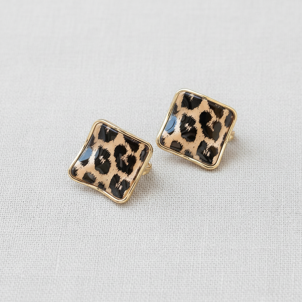 Geometric Leopard Print Earrings