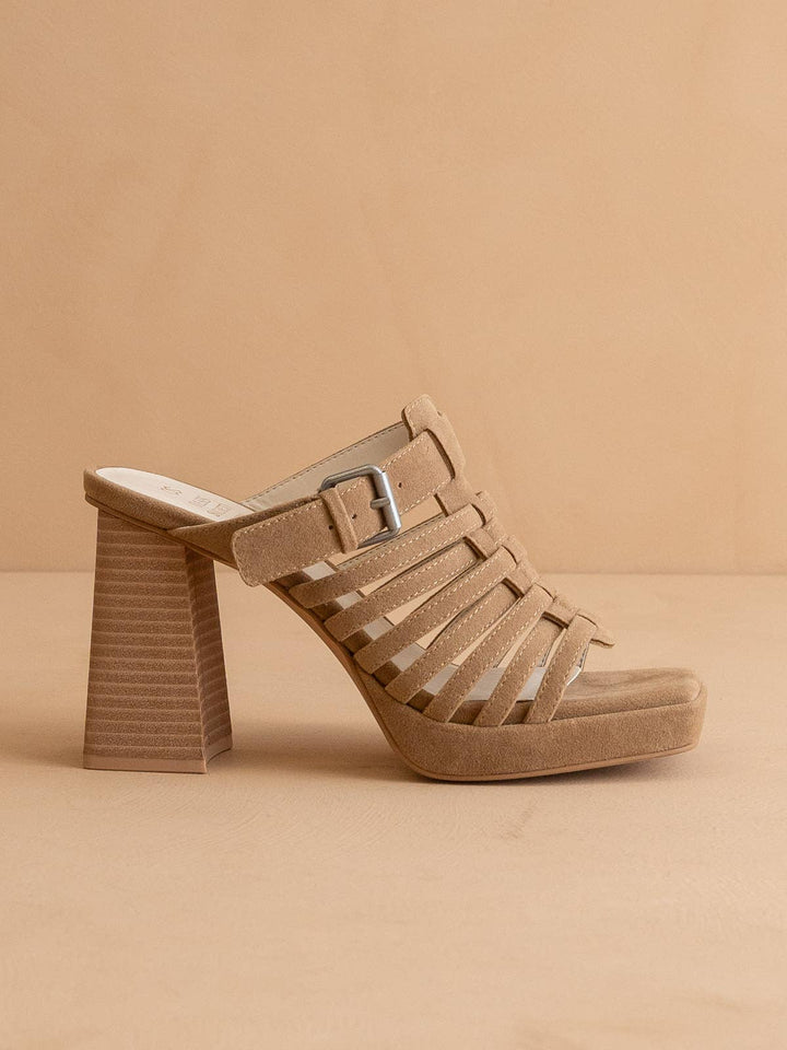 The Rome Basket Weave Heel - Khaki