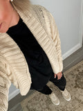Cocoon Chunky Cable Knit Open Cardigan - Natural