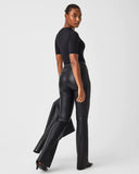Spanx: Leather-Like Flare Pant Petite - Luxe Black