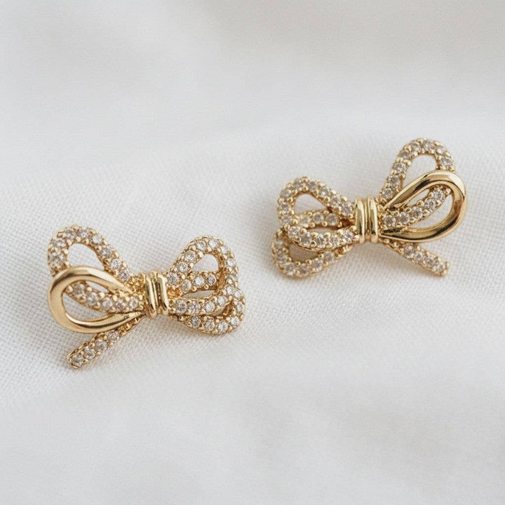 Cubic Zirconia Knot Bow Stud Earrings - B Social Boutique