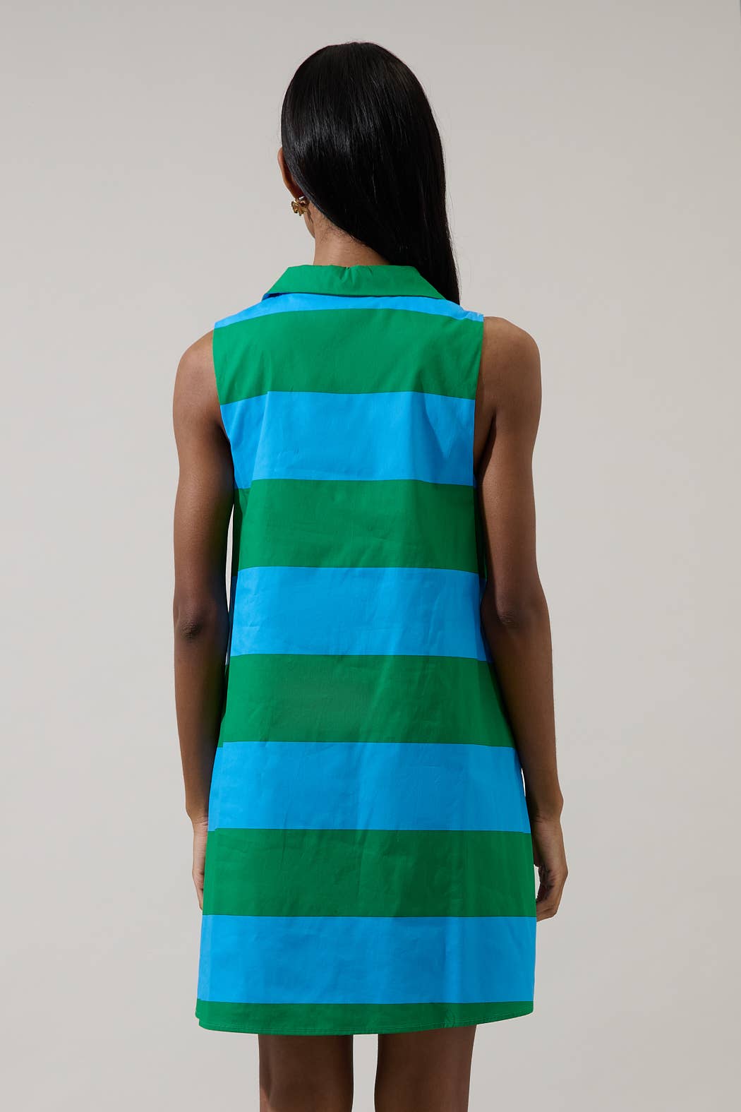 Collared Shift Mini Dress Stripe