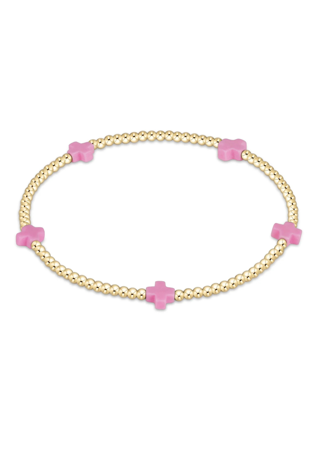 enewton: Signature Cross Small Gold Pattern 2mm Bead - Bright Pink