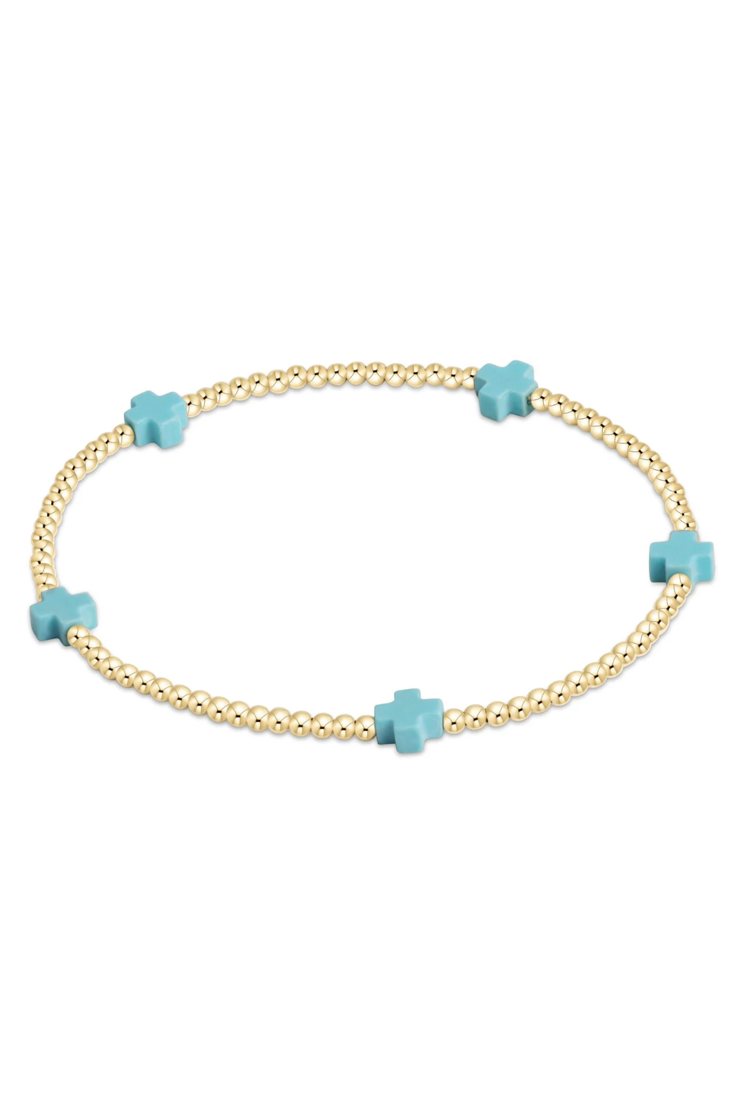 enewton: Signature Cross Small Gold Pattern 2mm Bead - Turquoise