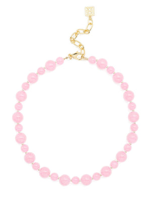 Multi-size Glass Bead Collar Necklace: L.PNK