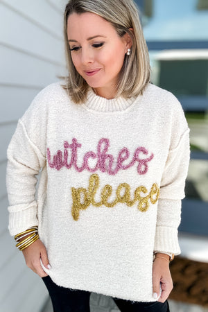 Witches Please Embroidered Sweater