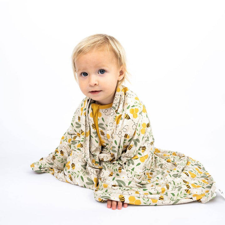 Happy Honey Bees Luxury Bamboo Blanket: Yellow/Multi / Small