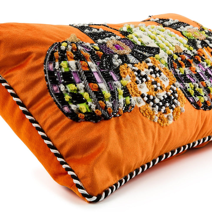 MacKenzie Childs: Jack O' Lantern in Hat Lumbar Throw Pillow