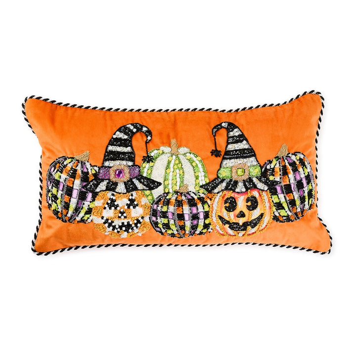 MacKenzie Childs: Jack O' Lantern in Hat Lumbar Throw Pillow
