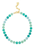 Multicolor Glass Bead Collar Necklace: PNK/MLT