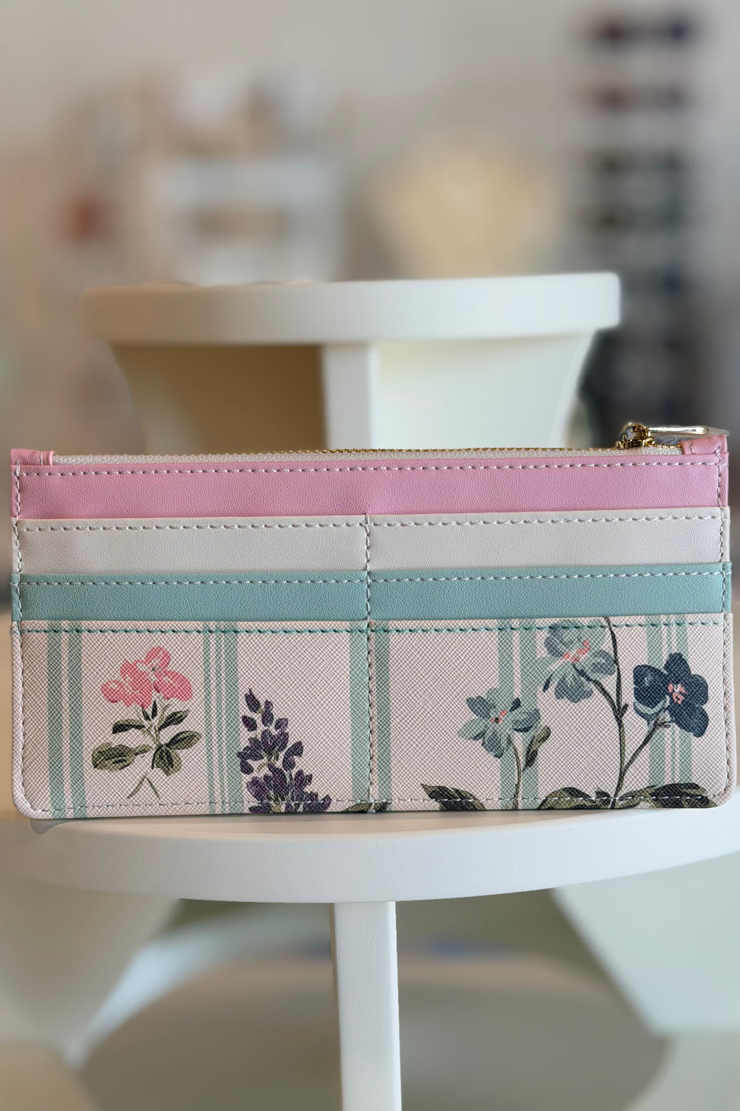 Spartina 449: Large Zip Card Holder - Blooming Stripe