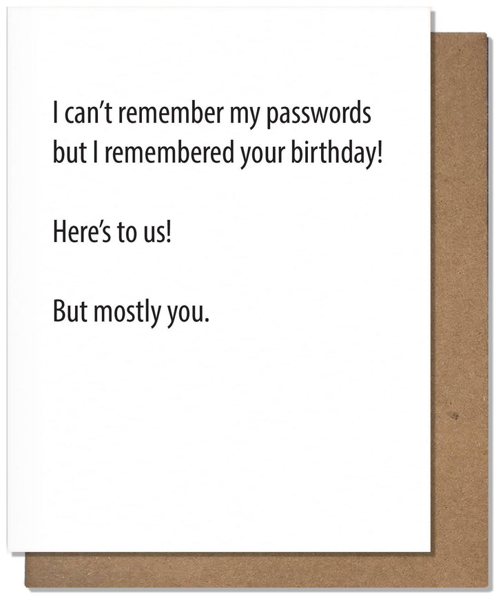 Passwords - Birthday Card