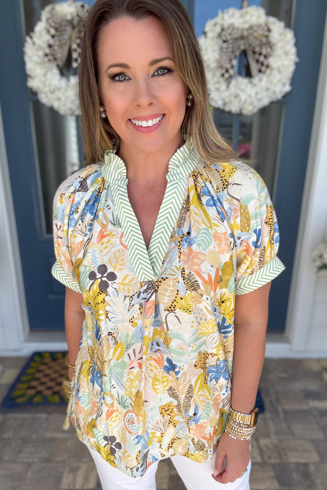 To The Garden Spring Ruffle Top