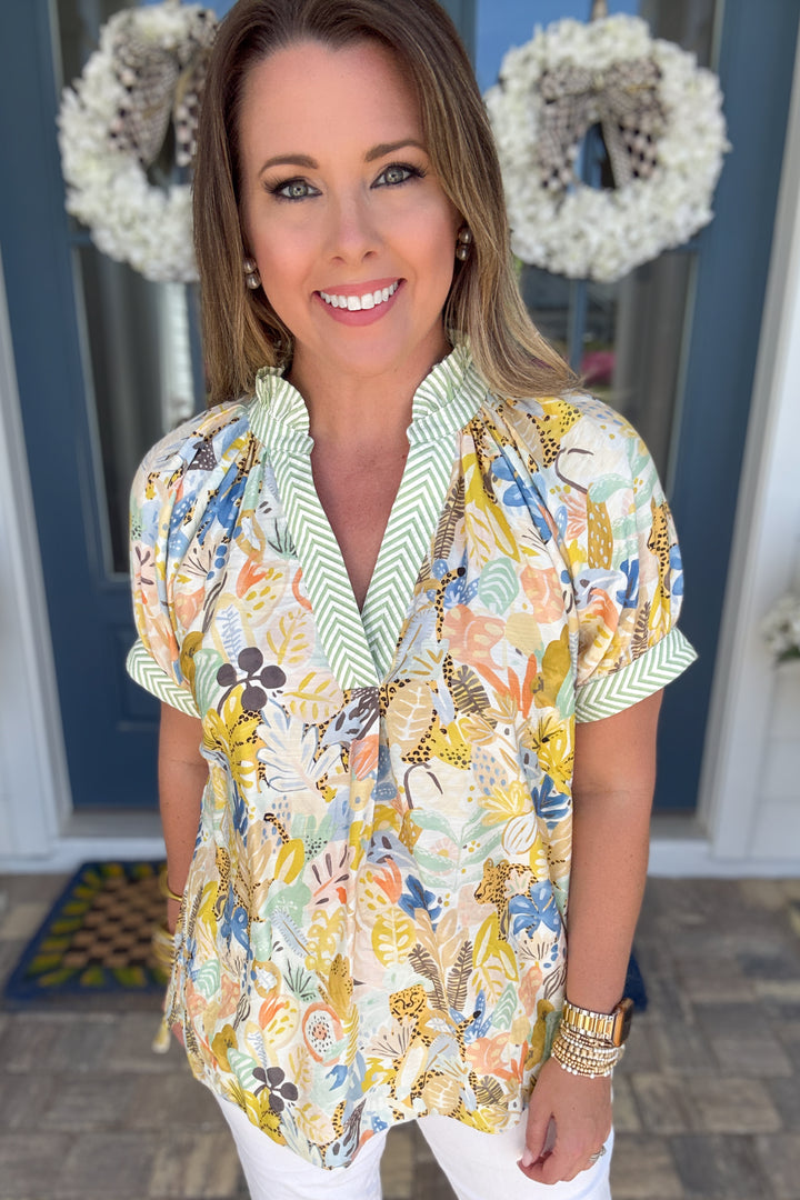 To The Garden Spring Ruffle Top