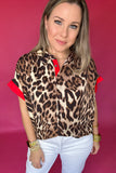 Leopard Escape Blouse - Red