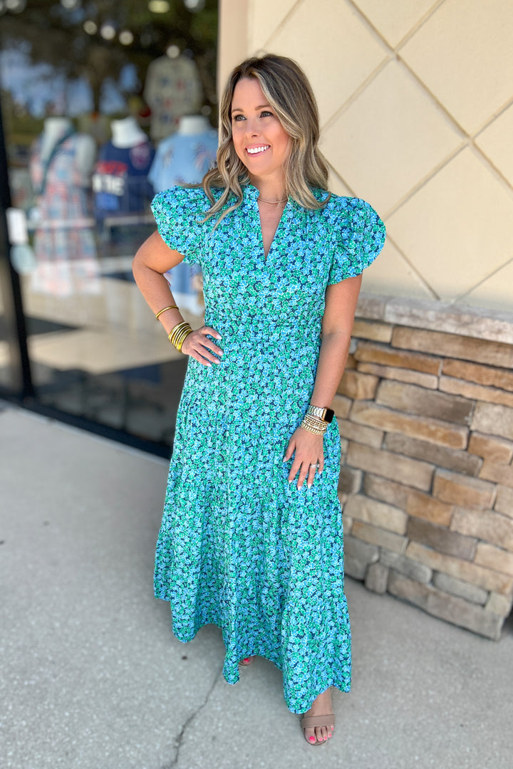 Tomorrow Is Calling Floral Midi Dress - Navy Print