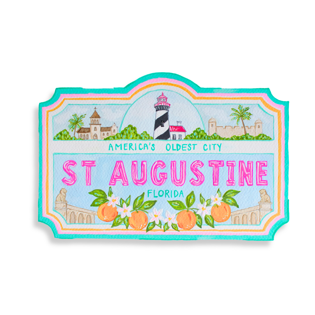 St. Augustine Sign Sticker: 3" × 3" / White