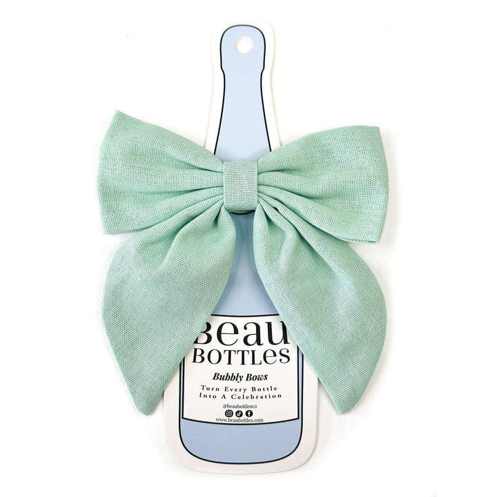 Mint Green Linen Bottle Bow