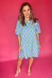 Ikat Shift Dress - Blue