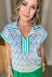 Damask Fairway Blouse - Blue